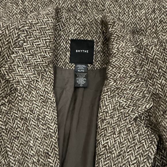 Smythe Oversize Herringbone Tweed Blazer Mushroom Brown Wool Blend Size XL - Picture 7 of 12